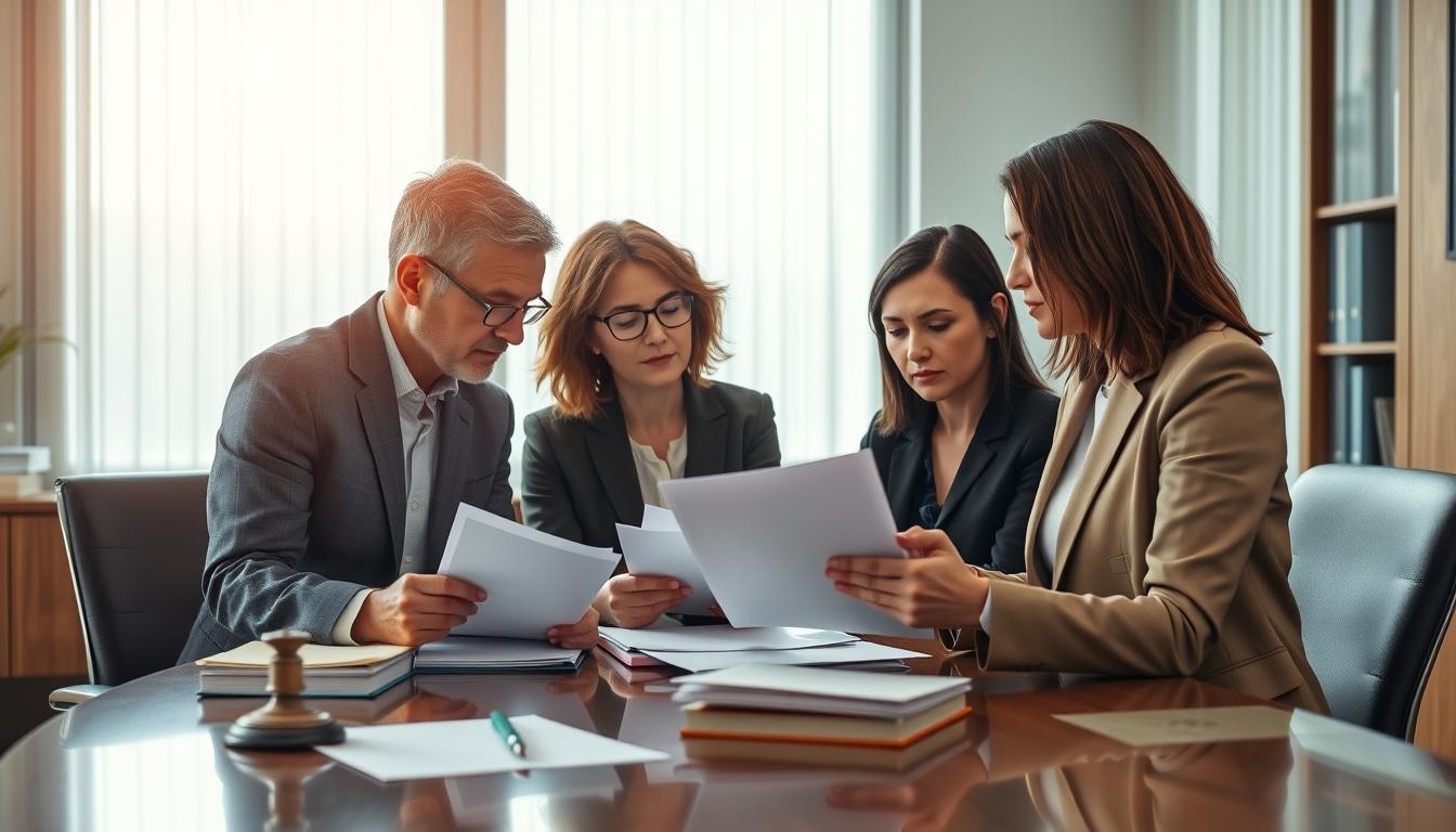 Family reviewing legal documents